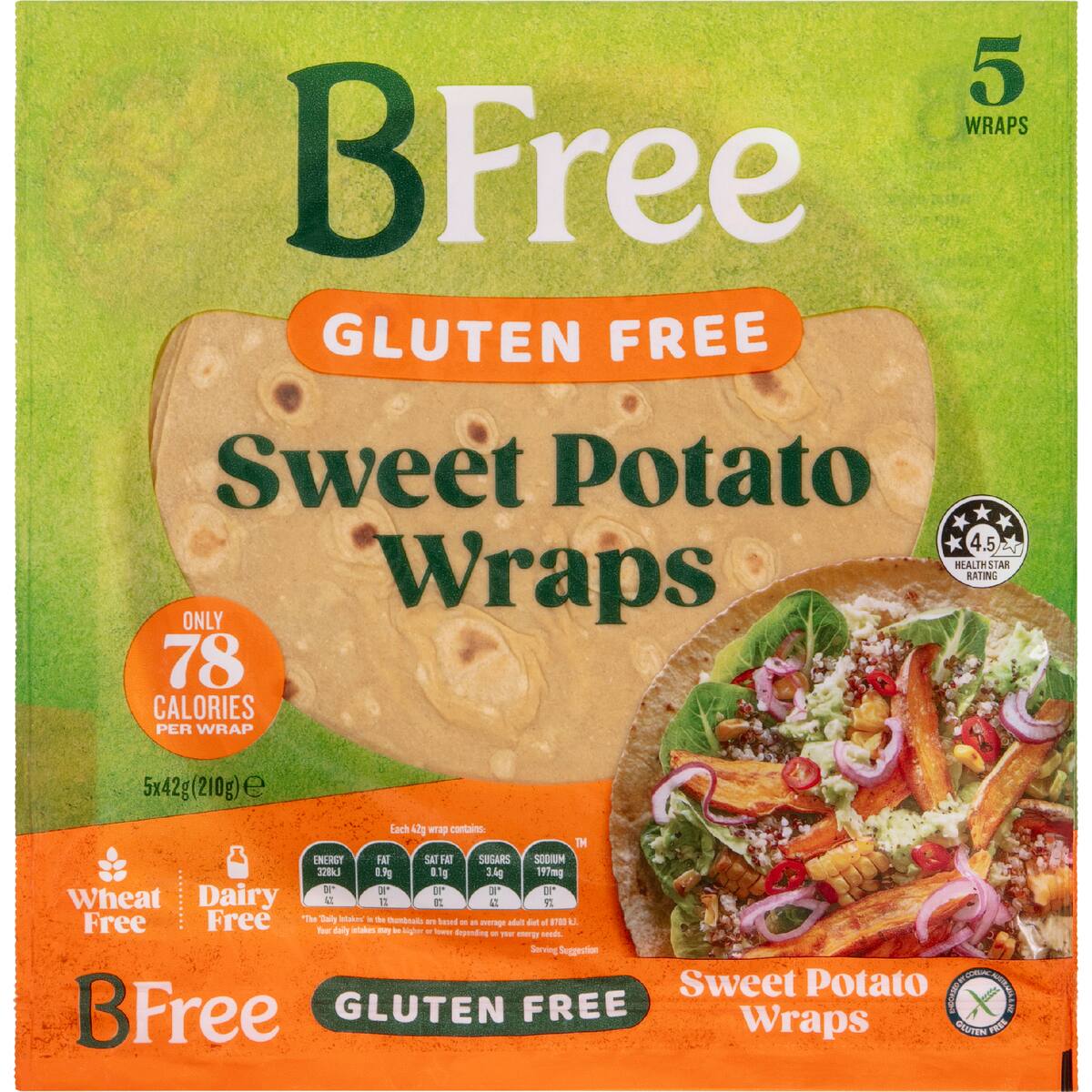 Bfree 5 Wraps Sweet Potato 210g