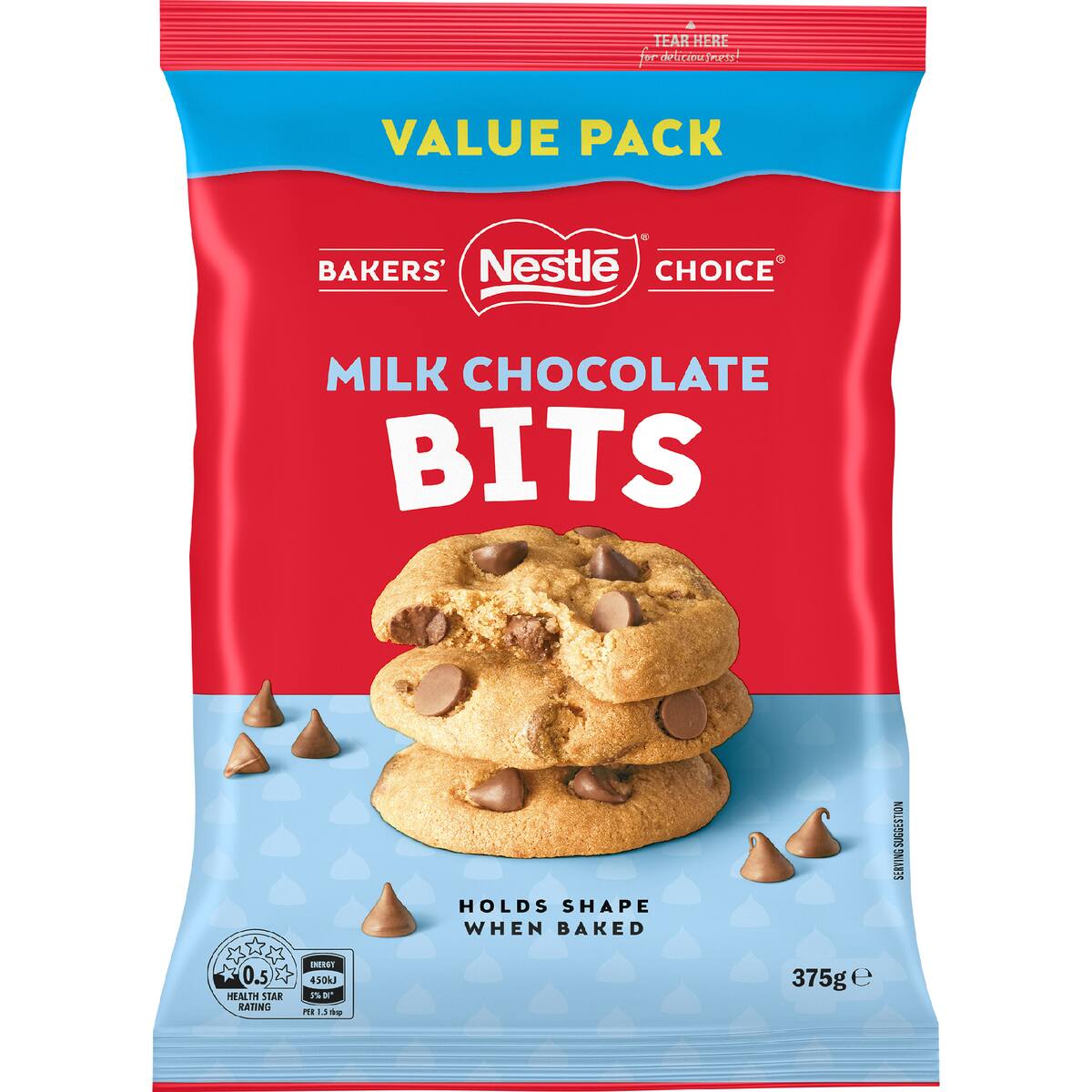Nestle Bakers' Choice Milk Choc Bits Value Pack 375g