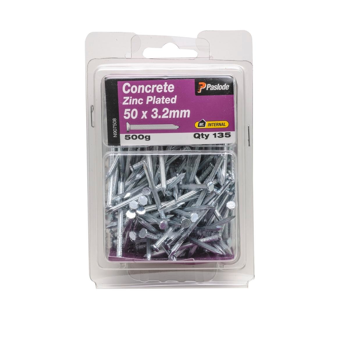 Paslode Concrete Nails 50mm 3.2mm Zinc Plated Steel 135 Pack