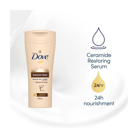 Dove Summer Glow Gradual Self Tanner Body Lotion Medium To Dark - 250mL