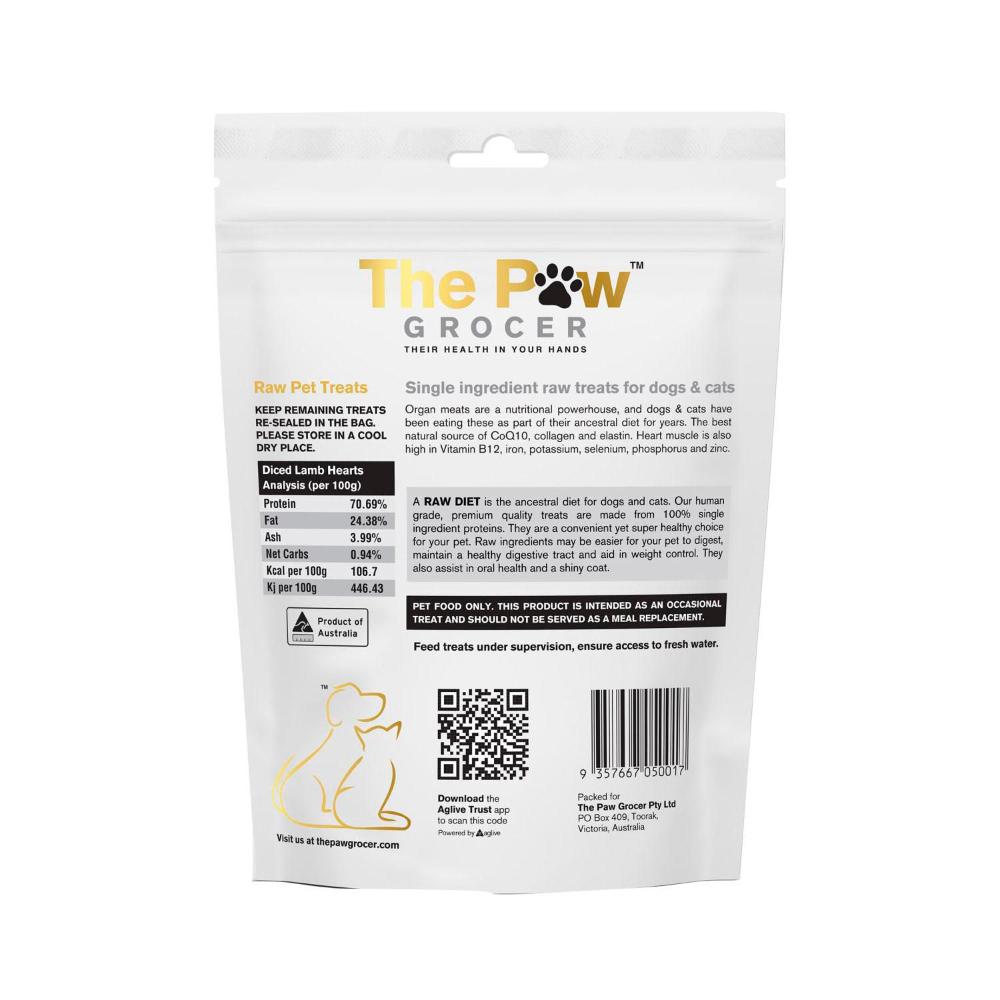 The Paw Grocer Freeze Dried Diced Lamb Hearts Dog Treat - 90g