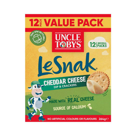 Une Tobys Le Snak Cheese Dip And Crackers Snack Cheddar Family Value Lunchbox - 264g