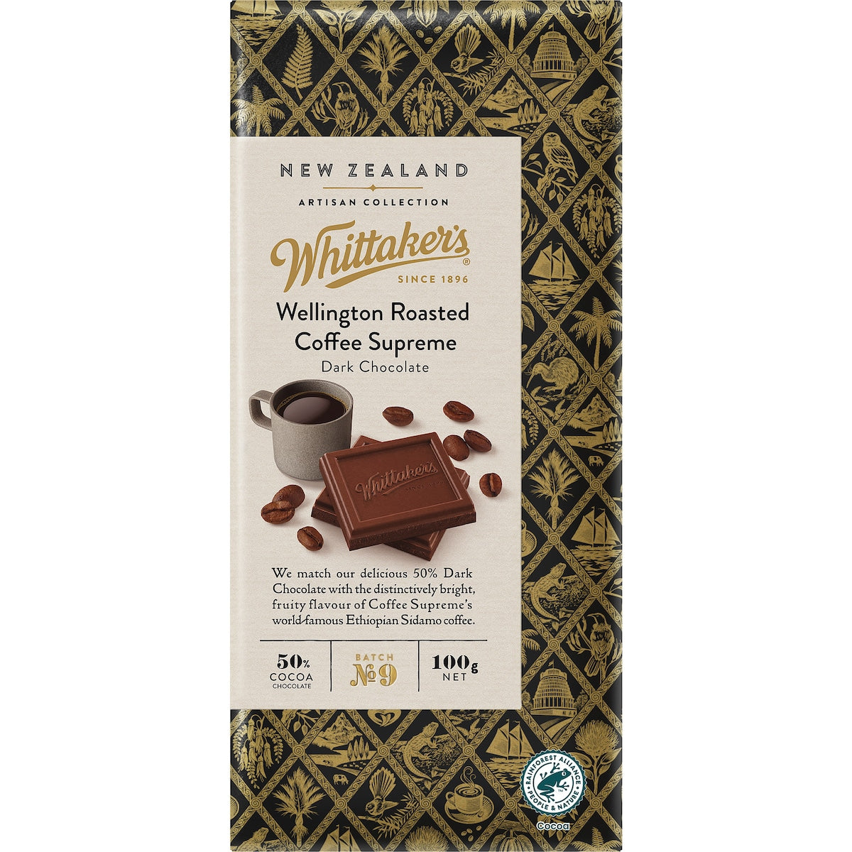 Whittakers Wellington Roasted Coffee Supreme Dark Chocolate Block 100g