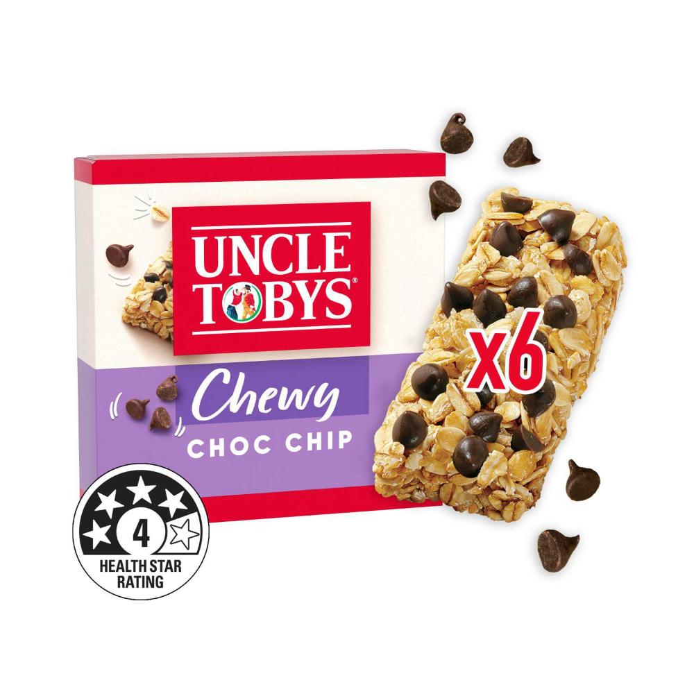 Uncle Tobys Muesli Bars Chewy Choc Chip Kids School Lunchbox Snacks - 185g