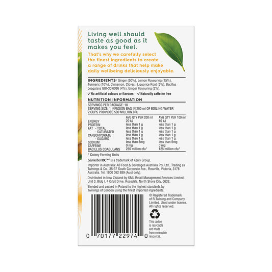Twinings Live Well Probiotic Blend Tea Bags - 18 pack
