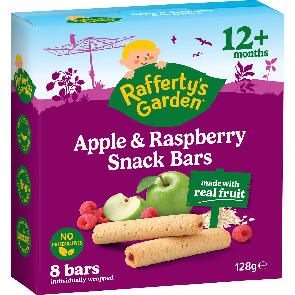 Rafferty's Garden Apple & Raspberry Snack Bars Bars With Fruit 12+ Months 8 Pack