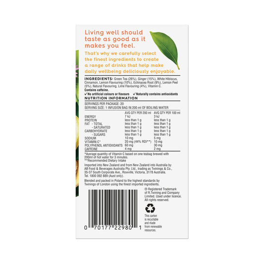 Twinings Live Well Defense Tea Bags - 20 pack