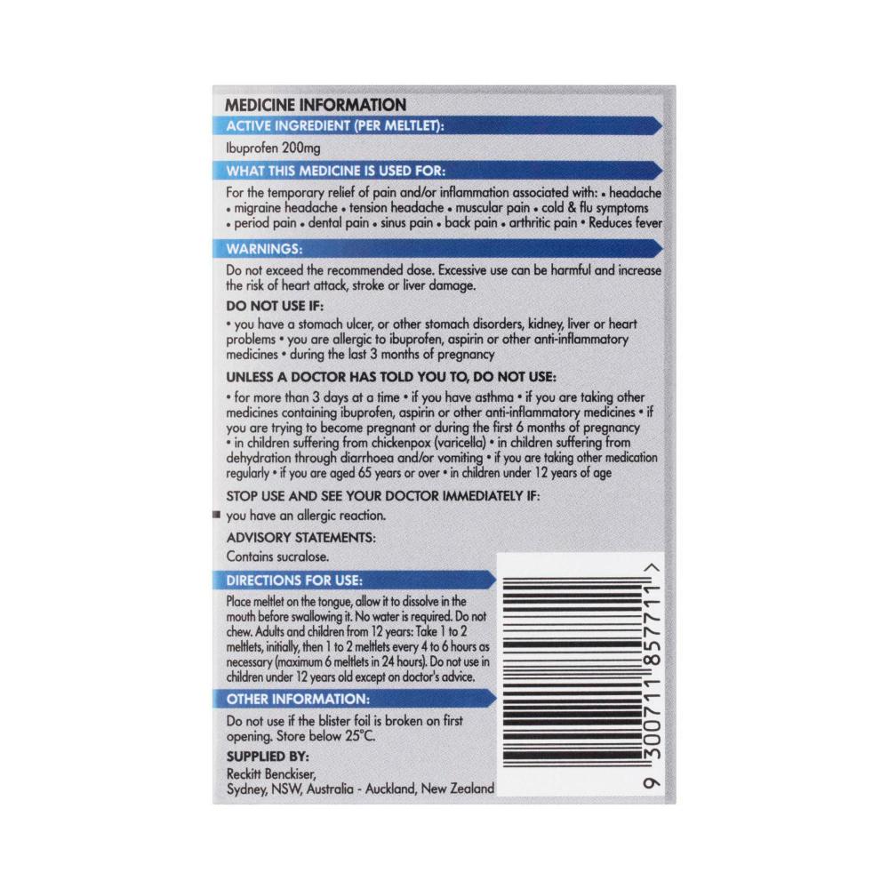 Nurofen Pain Relief Meltlets Berry Burst Ibuprofen 200mg - 24 pack