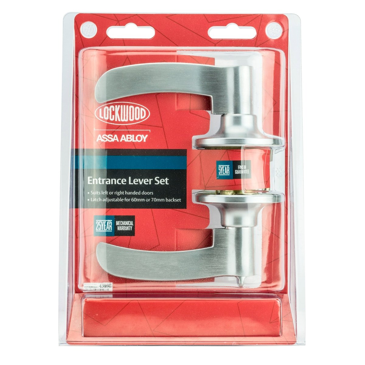 Lockwood Entry Lever Set - 65mm - Zinc Alloy - Satin Chrome