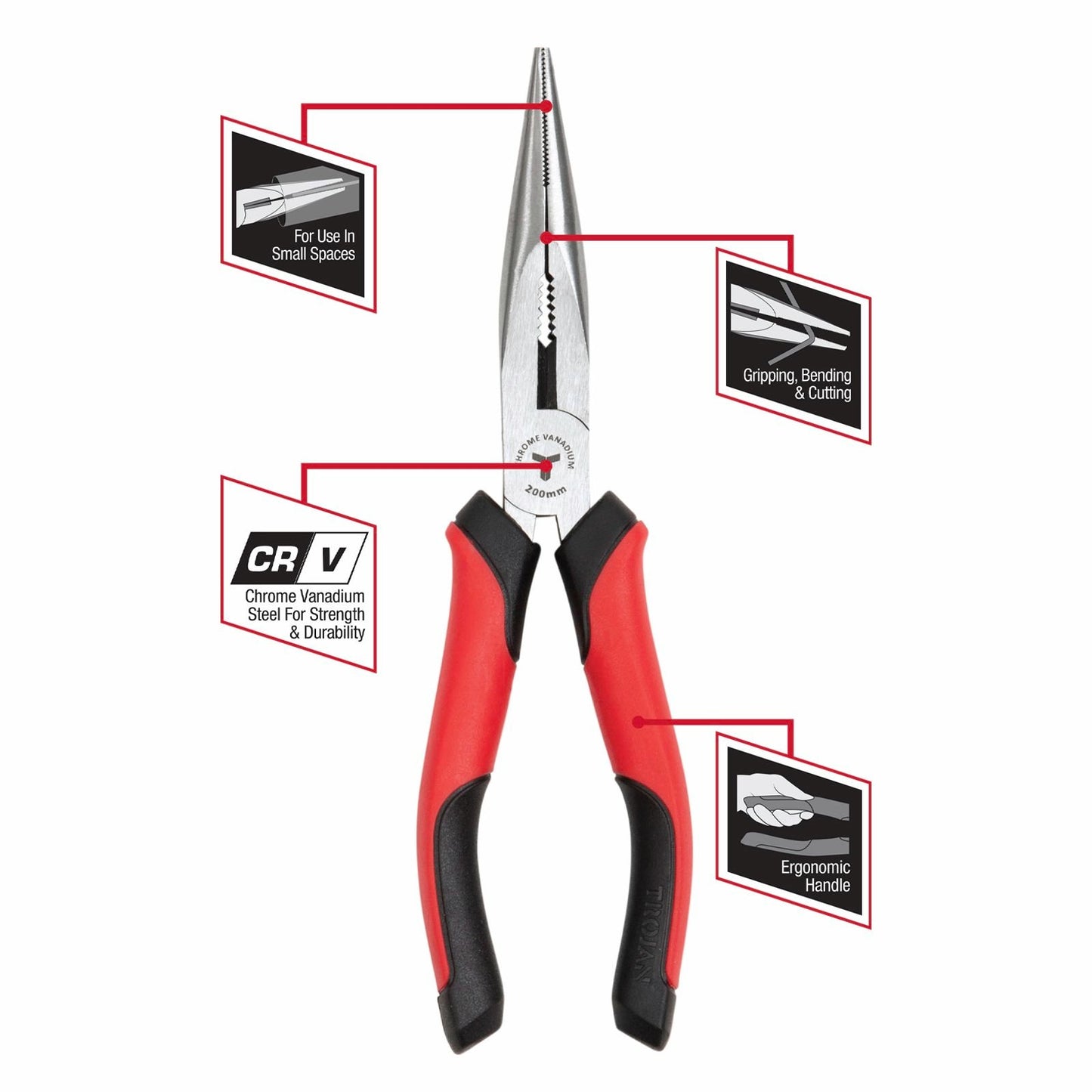 Trojan Long Nose Plier - 200mm