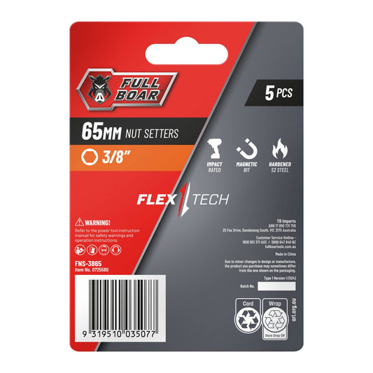Full Boar Magnetic Impact Nut Setters 3/8" x 65mm 5 Pack