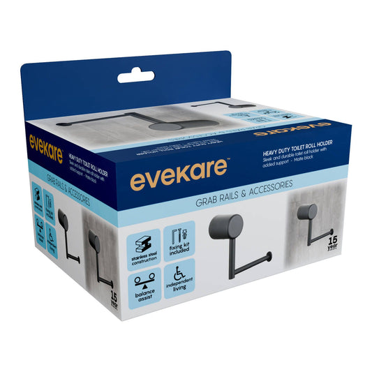 Evekare Black Matte Toilet Roll Holder - 159 x 81 x 140mm