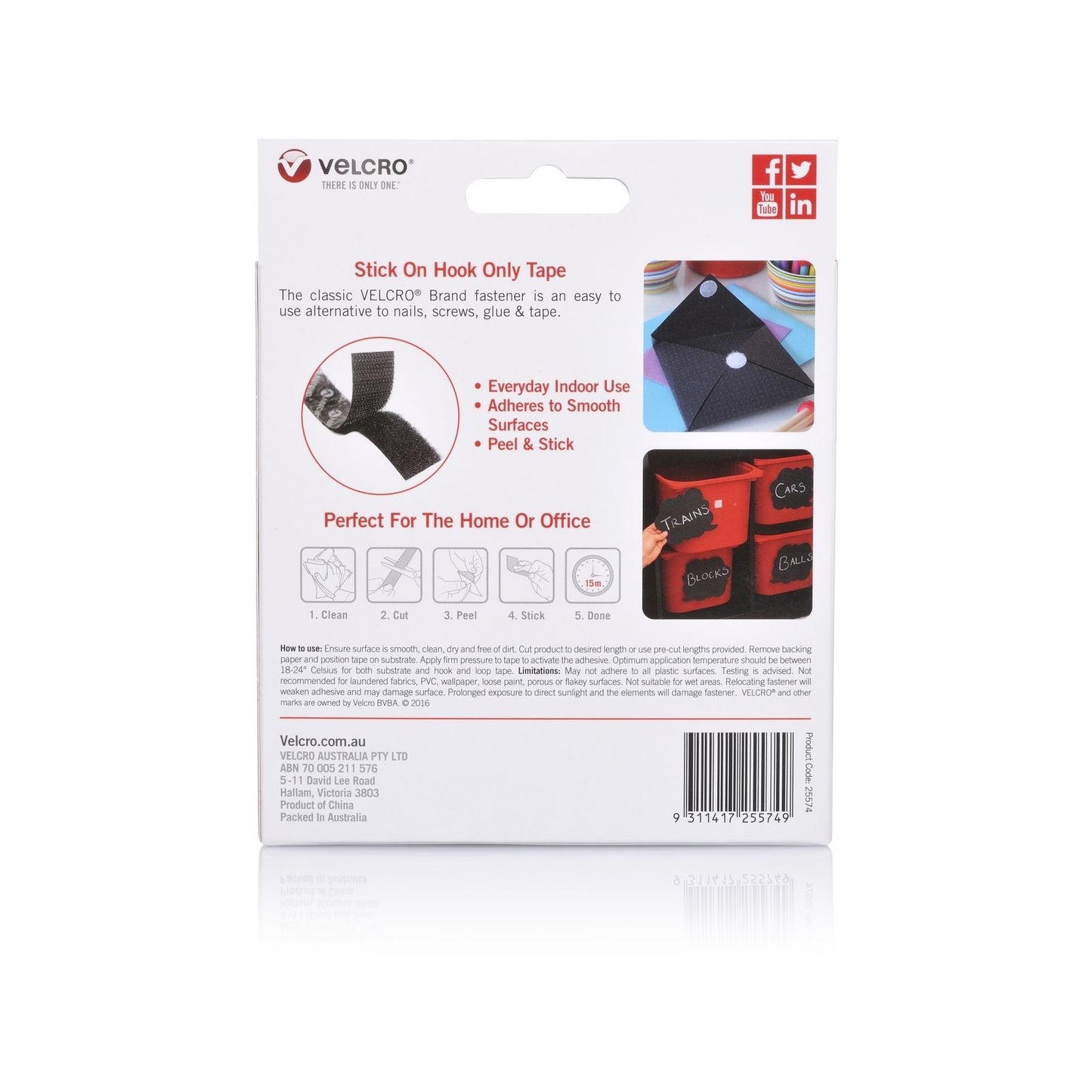 Velcro Brand Hook Only Tape - 25mm x 5m
