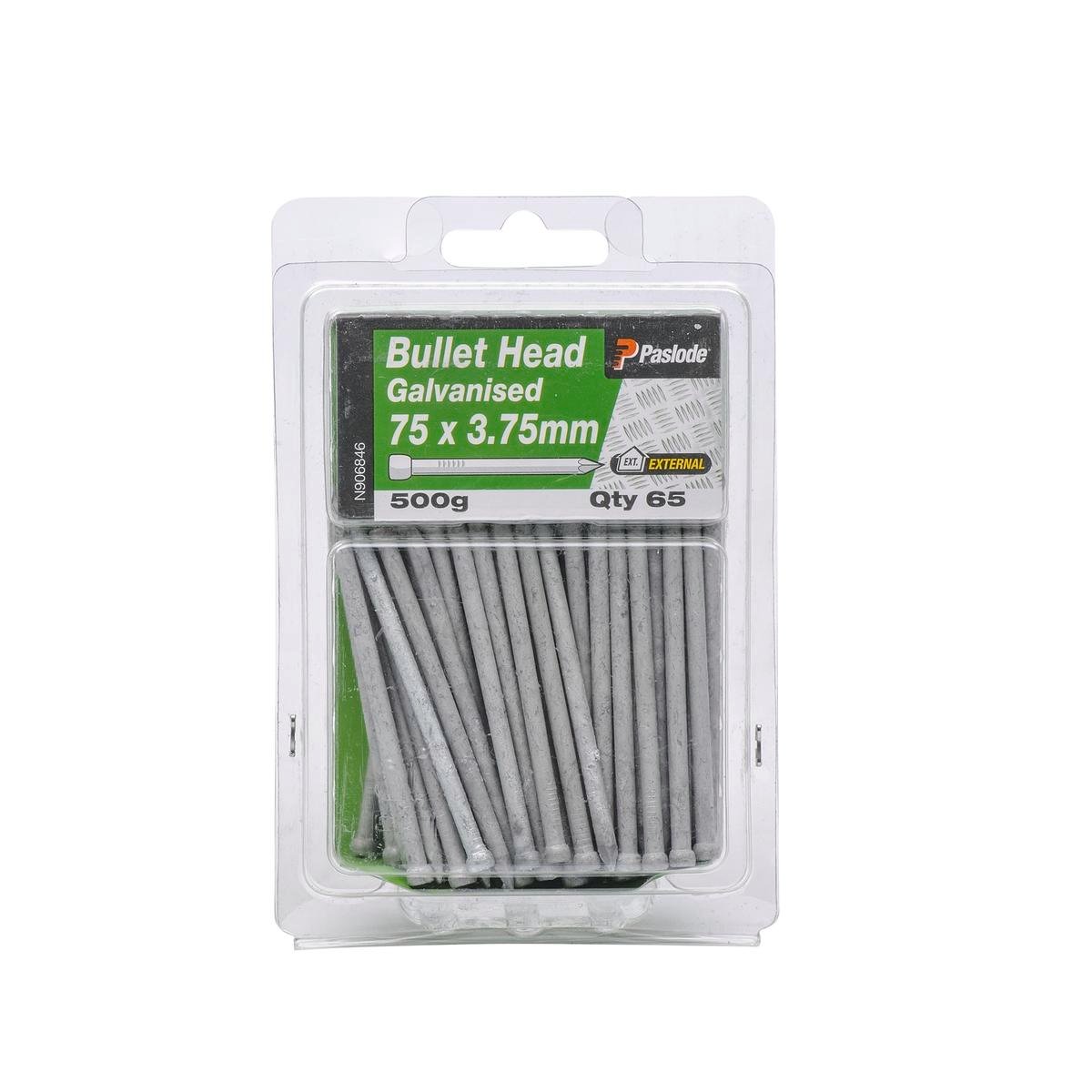 Paslode Galvanised Bullet Head Nails 75mm 3.75mm 65 Pack Durable
