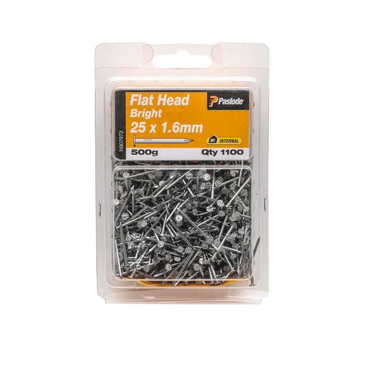 Paslode Flat Head Nails 25 x 1 6mm Bright Steel 1100 Pack Durable