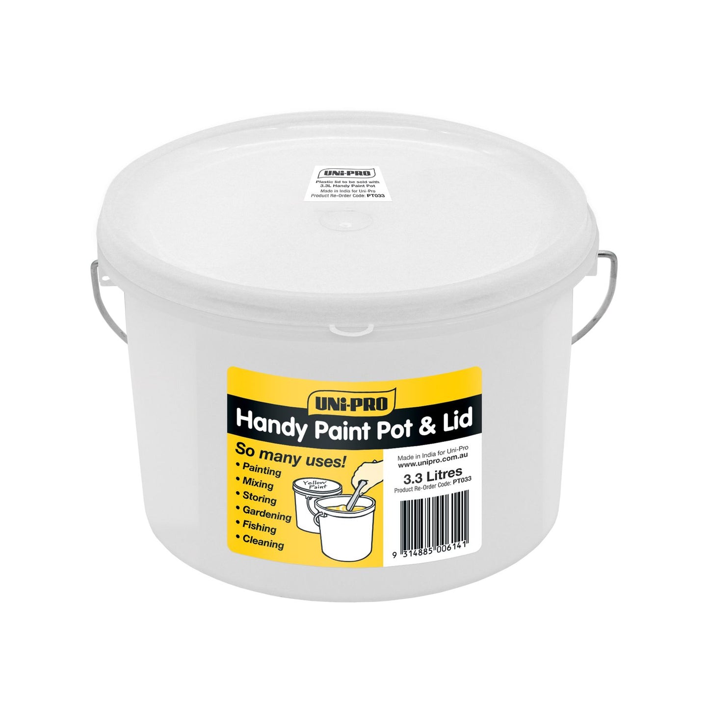 Uni Pro Plastic Paint Pot with Lid - 3L