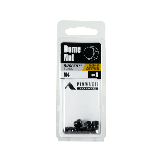 Pinnacle Black Ruspert Dome Nut - M4 - 8 Pack