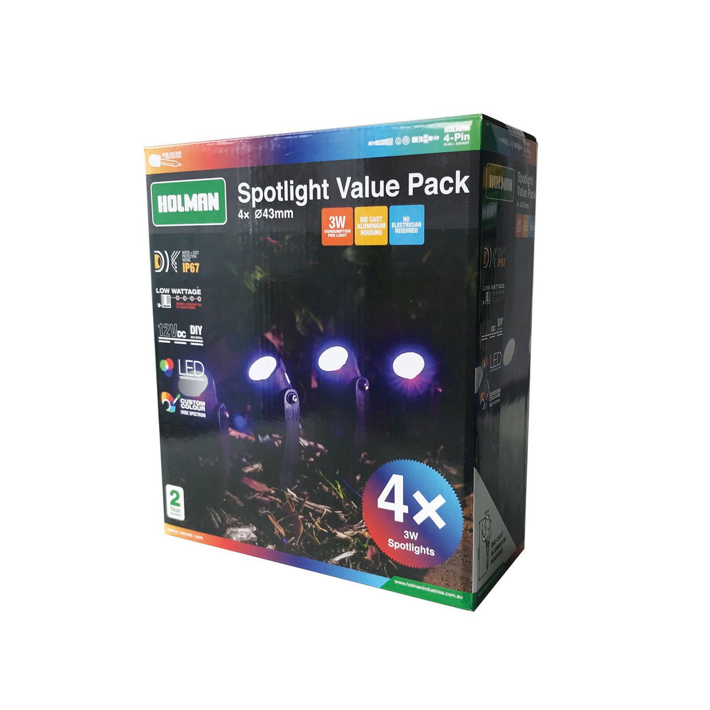 Holman RGB Colour Pond Light - 55mm x 60mm x 55mm - 3 Pack