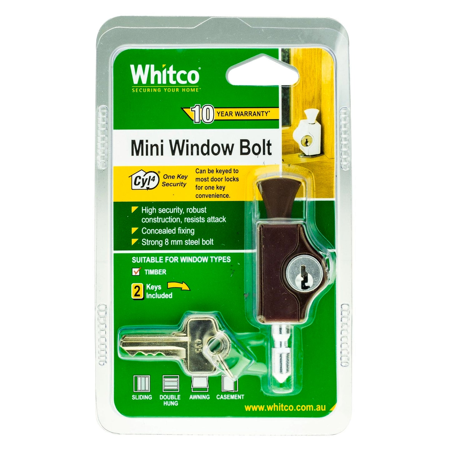 Whitco Mahogany Mini Bolt Lock