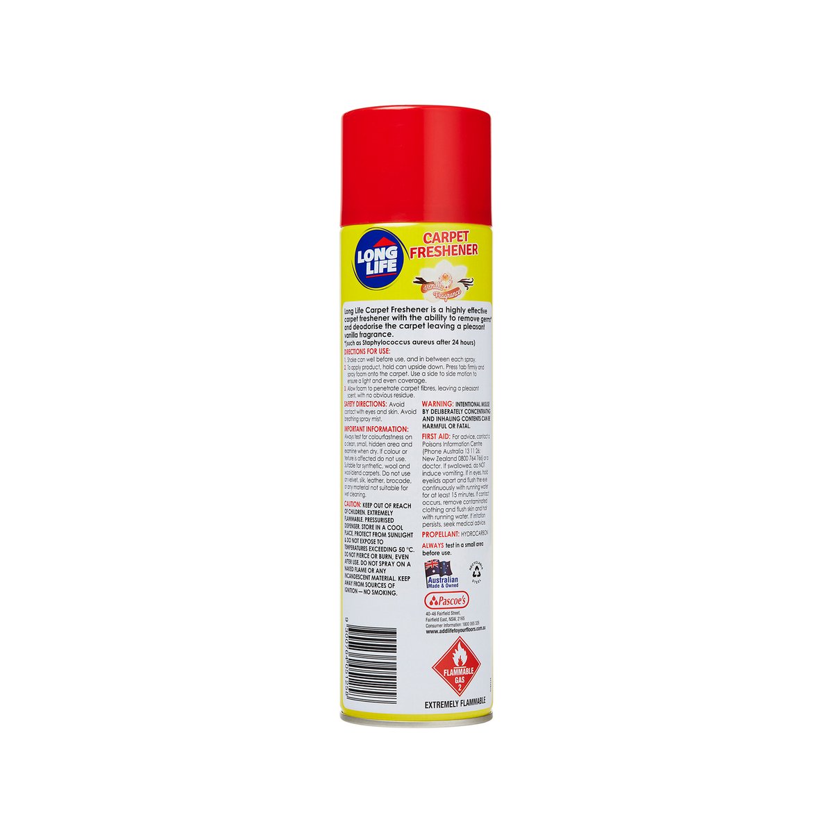 Long Life Carpet Freshener - 500g - Aerosol Can - Vanilla Fragrance