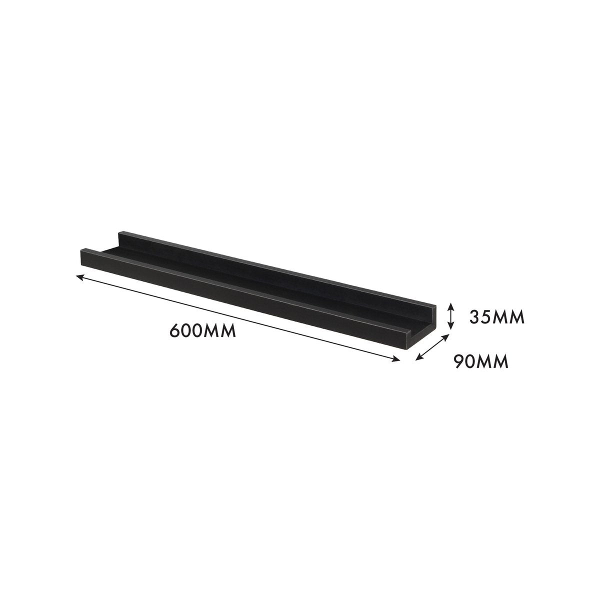Flexi Storage Floating Photo Shelf - 600mm - Black Matte - Wood