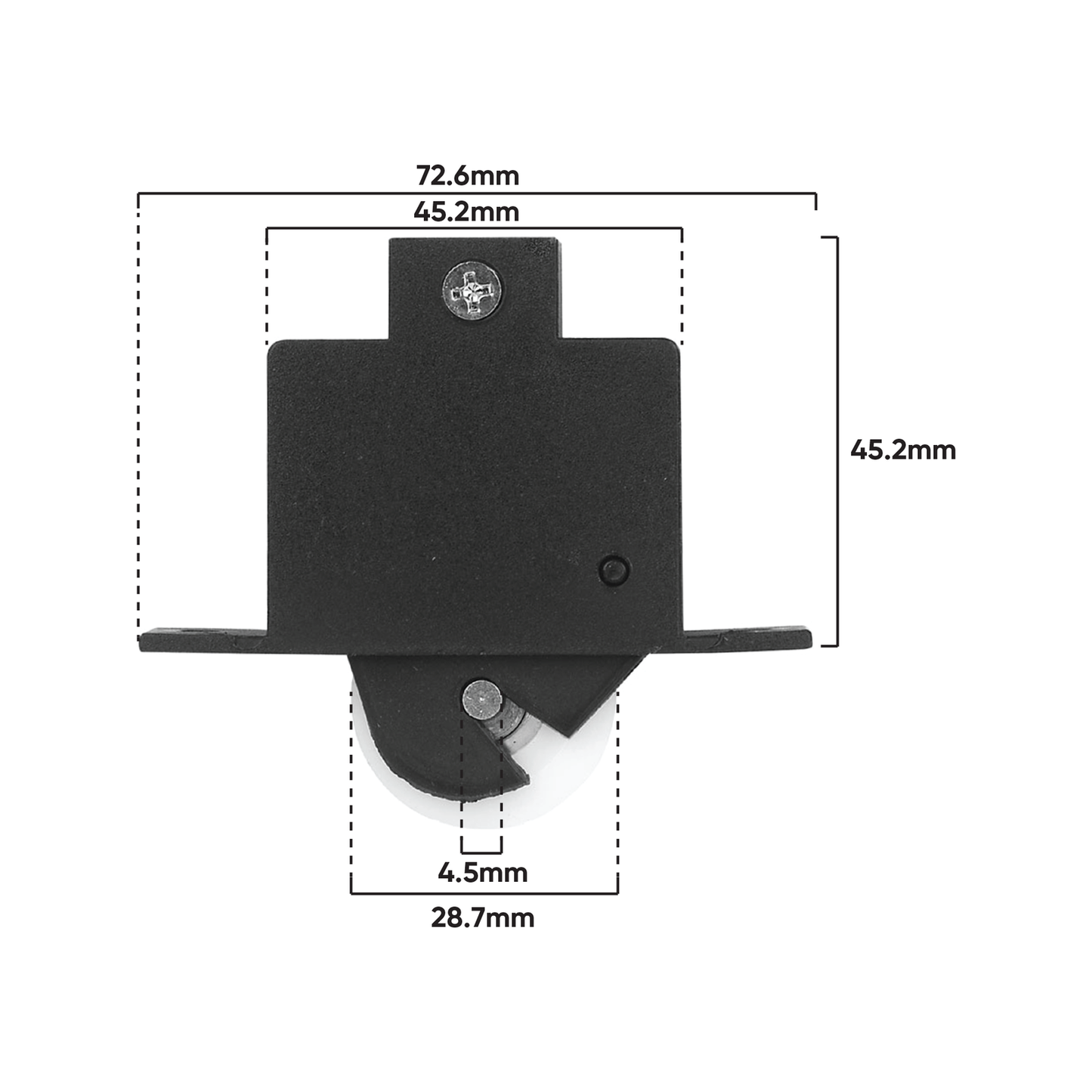 Rolltrak Adjustable Nylon Carriage - 73 x 67mm - 15kg