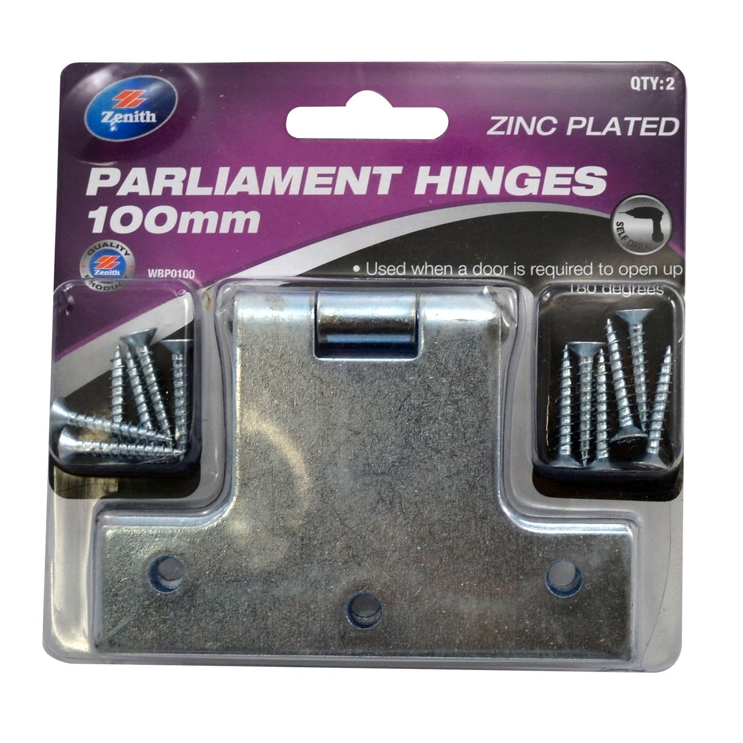 Zenith Parliament Hinge - 100 x 125 x 2mm - 2 Pack