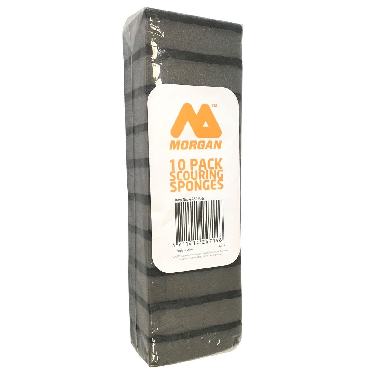 Morgan Grey Scouring Sponges 10 Pack Polyester Super Absorbent