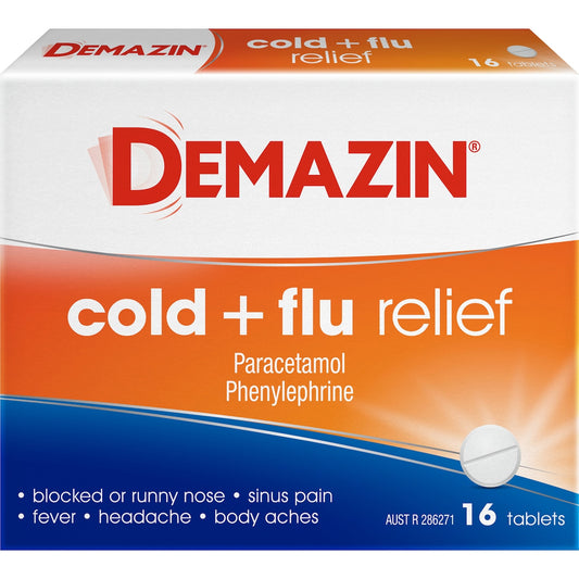 Demazin Cold & Flu Relief Tablets 16 Pack