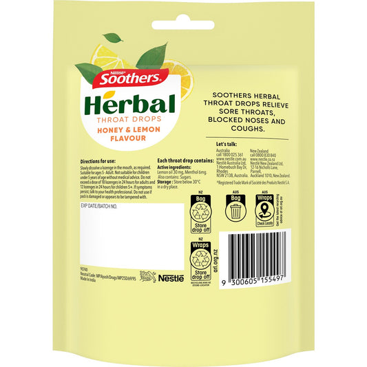 Soothers Herbal Throat Lozenges Honey & Lemon 18 pack