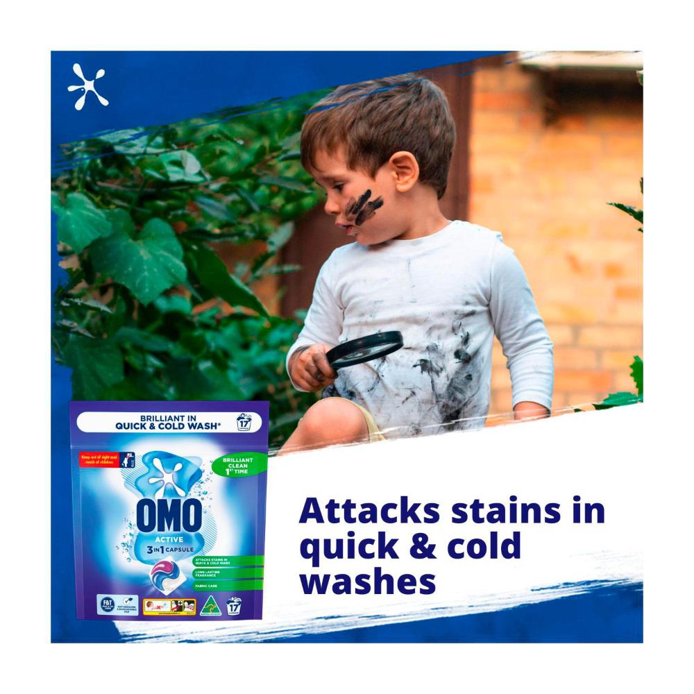 OMO 3 In 1 Laundry Capsules Active - 17 each