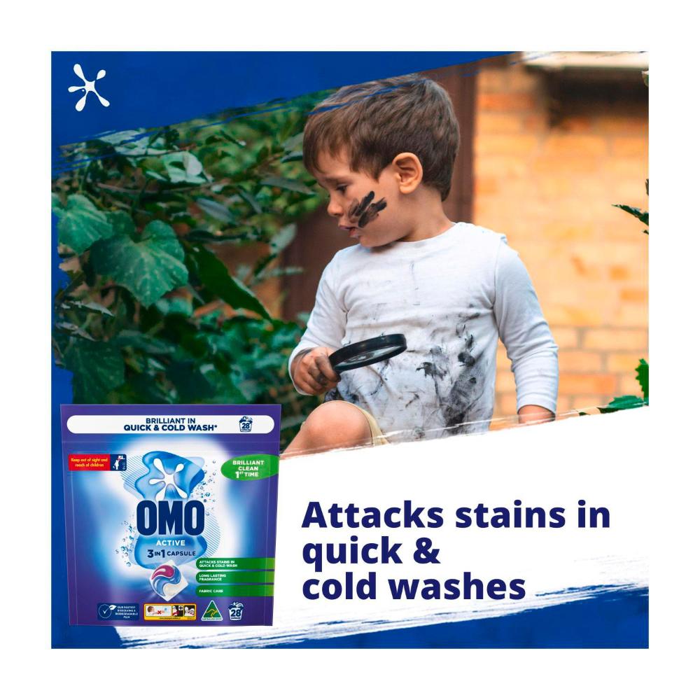 OMO Active ean 3 in 1 Laundry Capsules 28 Washes - 28 pack