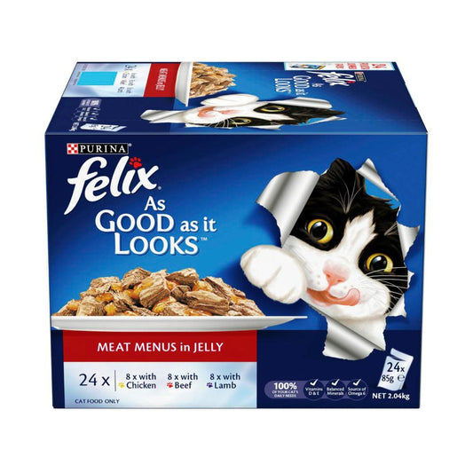 Felix Adult As Good As It Looks Meat Menu Cat Food 85g - 24 Pack