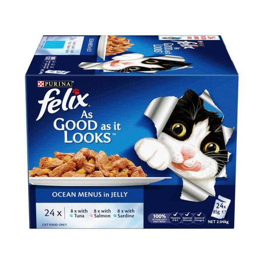 Felix Adult As Good As It Looks Ocean Menu In Jelly Cat Food 85g - 24 Pack