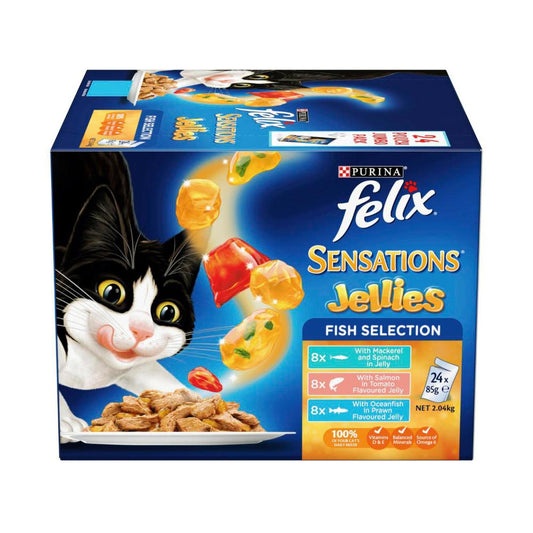 Felix Adult Sensations Jellies Fish Selection Cat Food 85g - 24 Pack