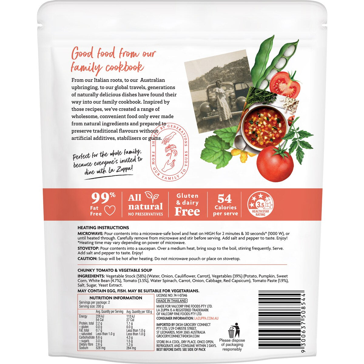 La Zuppa Soup Pouch Chunky Tomato & Veg 400g