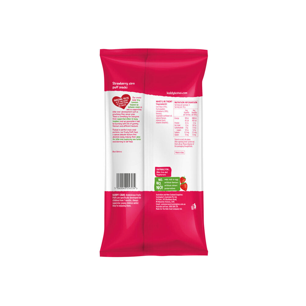 Kiddylicious Strawberry Frutiy Puffs - 4 pack