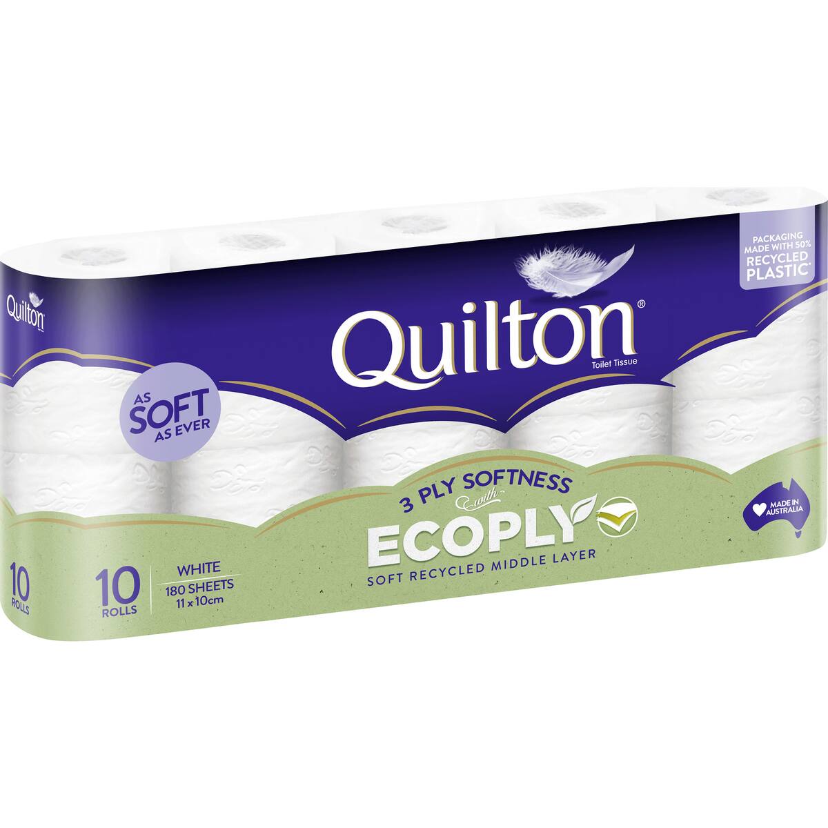 Quilton 3 Ply Toilet Tissue Ecoply 10 Pack