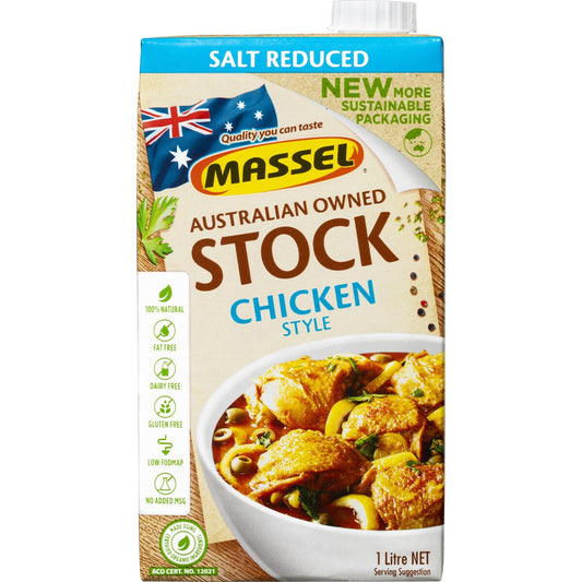 Massel Plant Based Chicken Style Liquid Stock Salt Reduced 1L