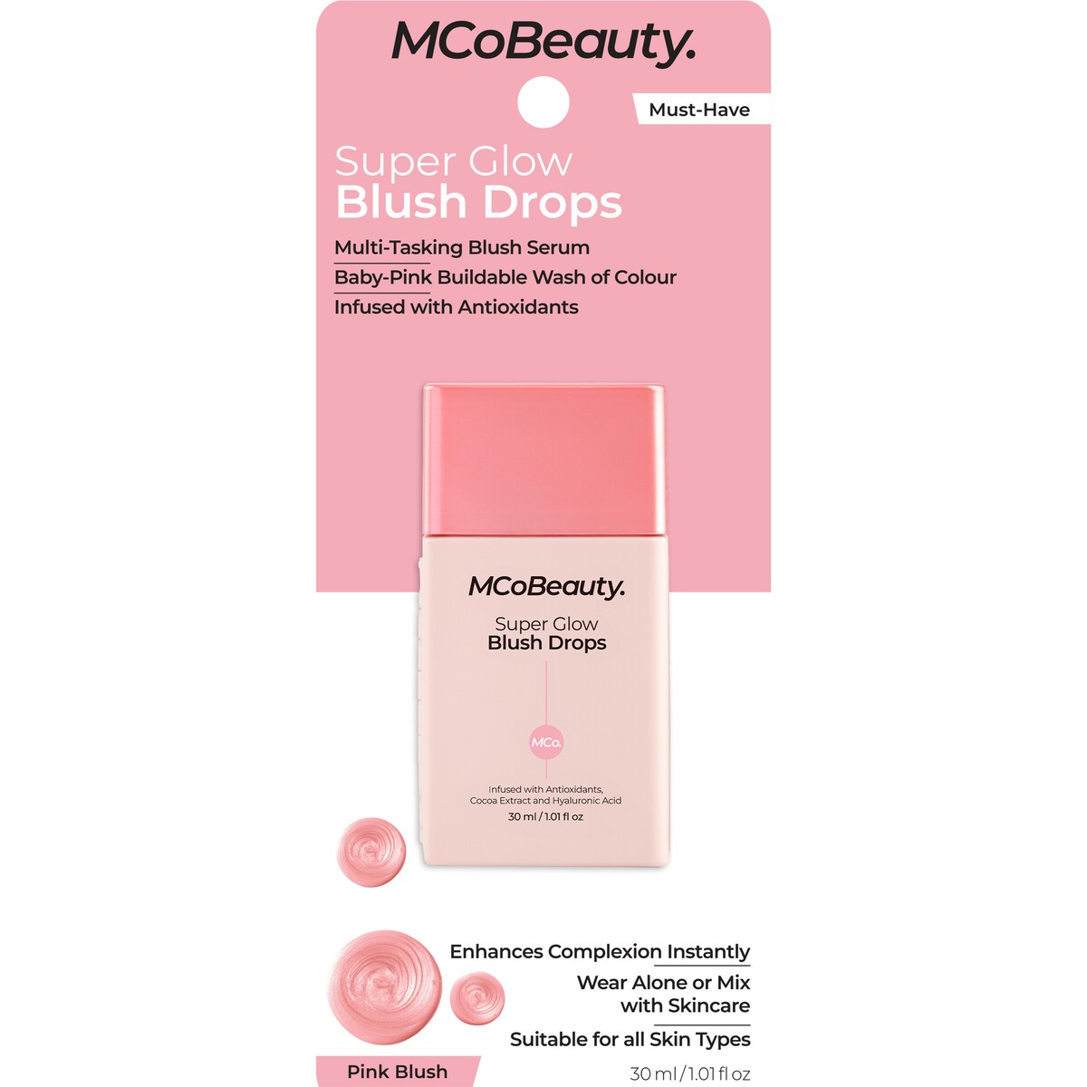 MCoBeauty Super Glow Blush Drops Blush Pink 30ml