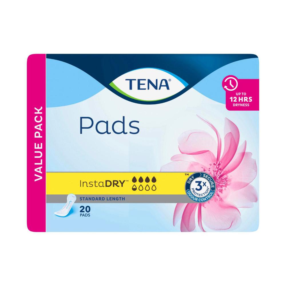Tena Insta Dry Standard Length Incontinence Pads - 20 pack
