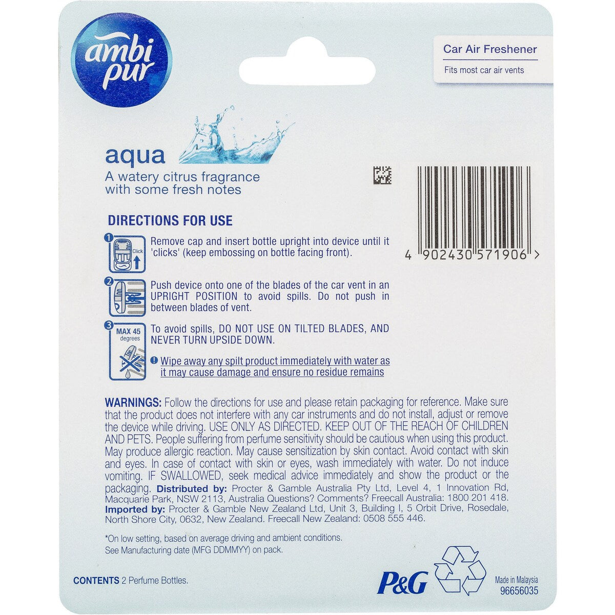 Ambi Pur Car Refill Aqua 7.5ml