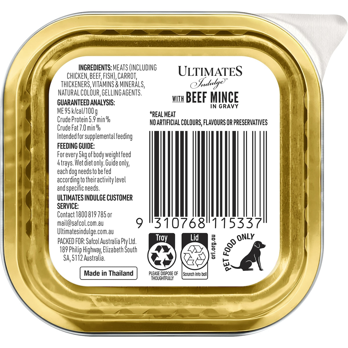 Ultimates Indulge Wet Dog Food Beef Mince In Gravy 100g
