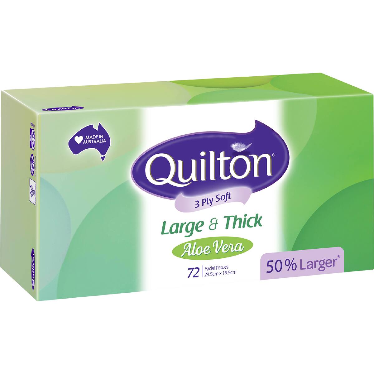 Quilton 3 Ply Large & Thick Aloe Vera Facial Tissue 72 Pack