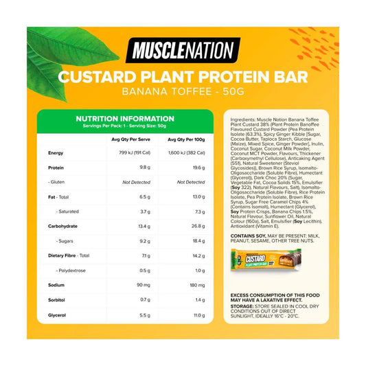Muscle Nation CustardPlant Protein Bar Banana Toffee - 50g