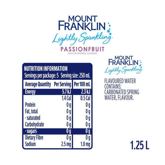 Mount Franklin Lightly Sparkling Passionfruit - 1.25L