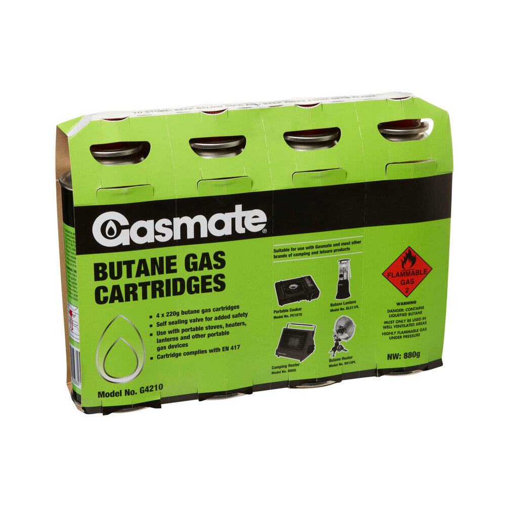 Gasmate Butane Gas Cartridges - 4 pack
