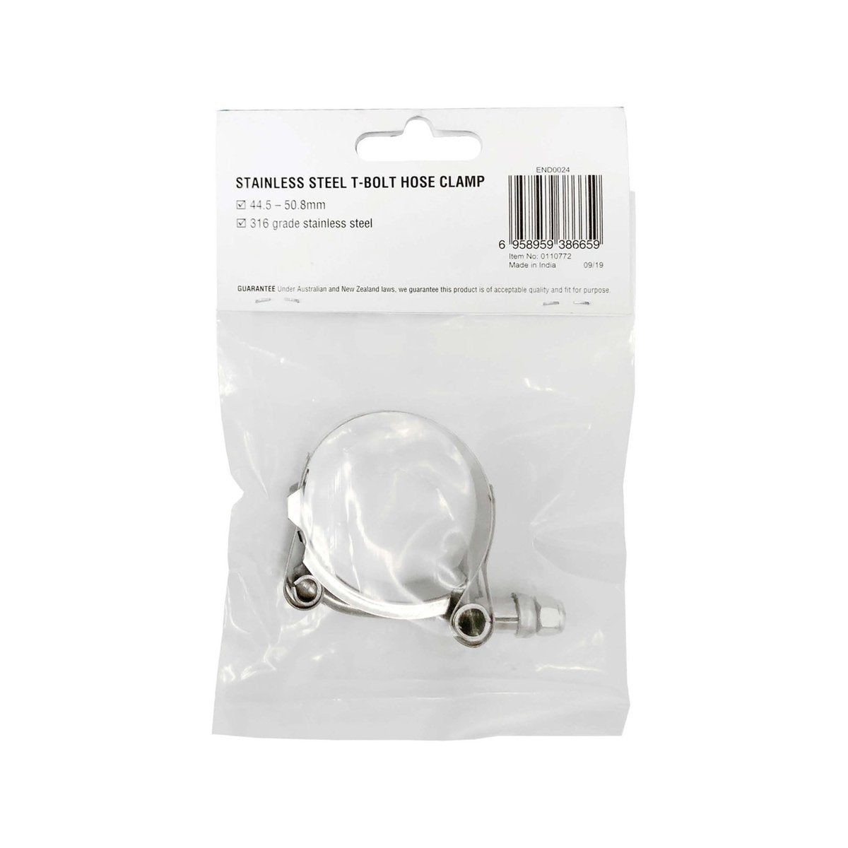 Enduraseal Stainless Steel T Bolt Hose Clamp 43-51mm - Heavy-Duty - 1 Pack