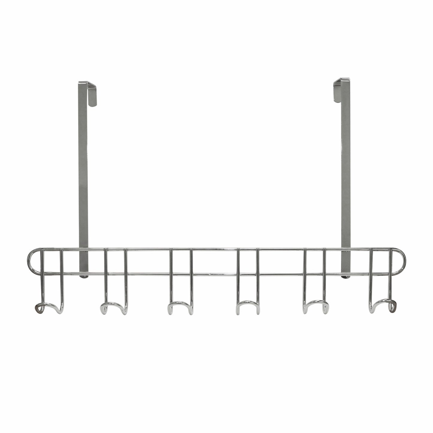 Adoored 6 Hook Polished Chrome Over Door Hook Rack