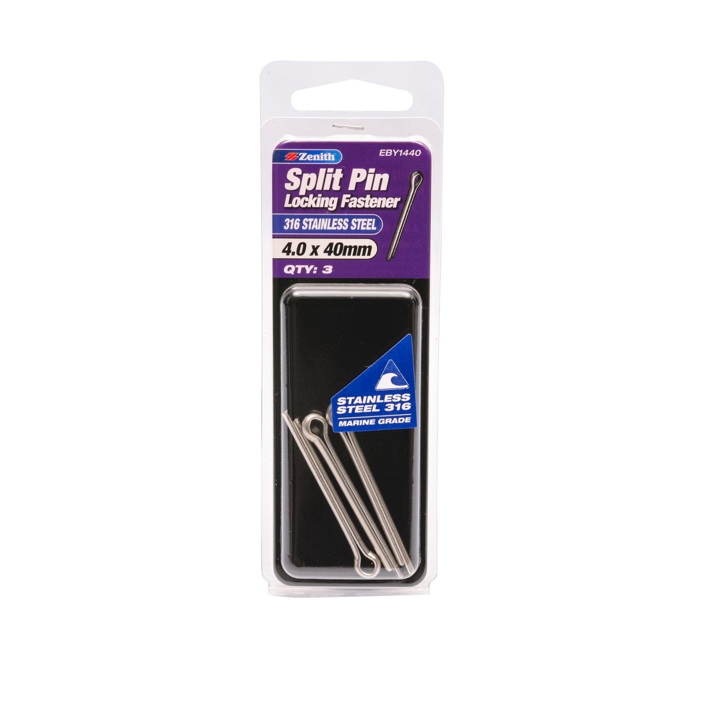 Zenith Split Pins - 4 x 40mm - 316 Stainless Steel - 3 Pack
